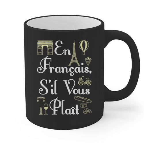 French Teacher En Francais S'Il Vous Plait End Of Year Graphic Print Coffee Mug - teacherstshirts.com UK