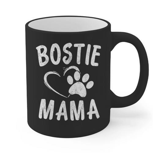 Fun Bostie Mama Dog Lover Apparel Boston Terrier Mom Graphic Print Coffee Mug - Bostonterriersmerch.com