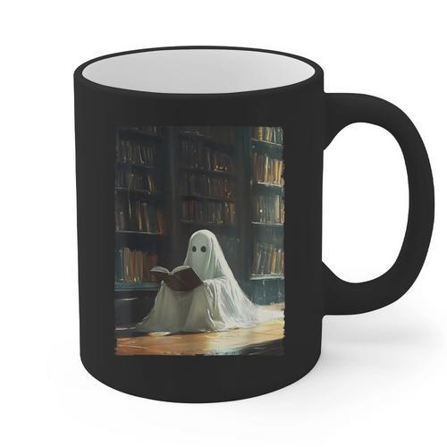 Ghost Library Halloween Book Reading Books Lover Teacher Graphic Print Coffee Mug - teacherstshirts.com AU