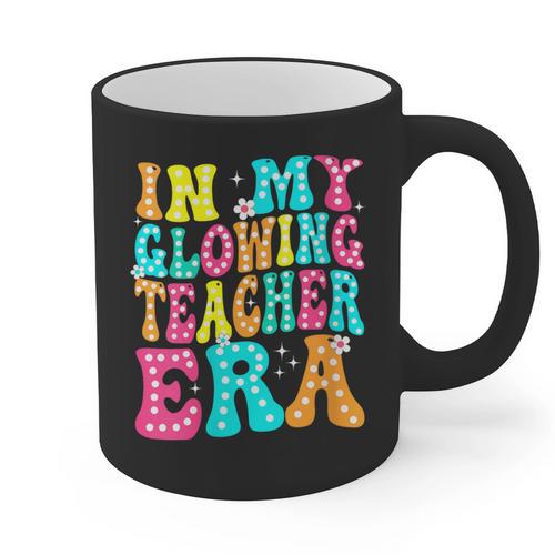 In My Glowing Teacher Era Groovy Colorful Bright Graphic Print Coffee Mug - teacherstshirts.com