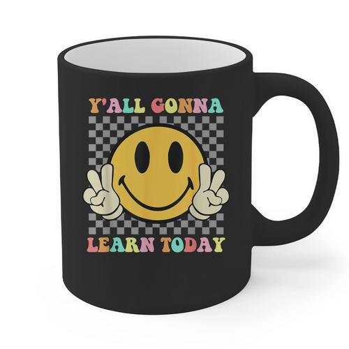 You All Gonna Learn Today Shirt Retro Groovy Teacher Life Graphic Print Coffee Mug - teacherstshirts.com DE