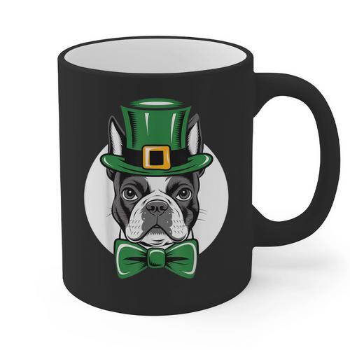 Green Boston Terrier Shamrock St Patricks Day Boston Terrier Graphic Print Coffee Mug - Bostonterriersmerch.com