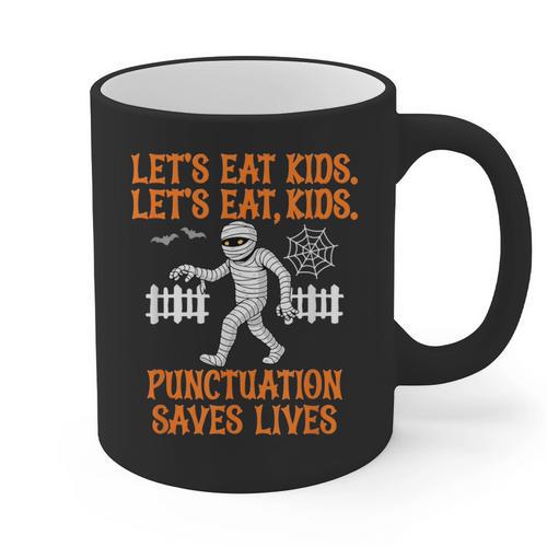 Halloween Lets Eat Kids Punctuation Teacher Graphic Print Coffee Mug - teacherstshirts.com