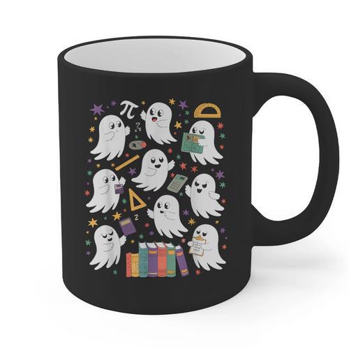 Halloween Math Teacher Ghost Math Teacher Spooky Halloween Graphic Print Coffee Mug - teacherstshirts.com CA