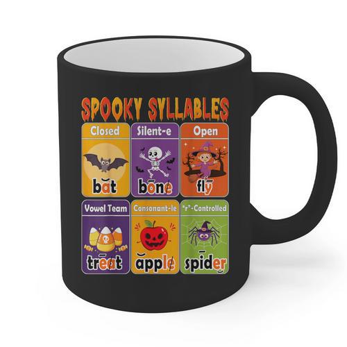 Halloween Spooky Syllable Types Teacher Educational Graphic Print Coffee Mug - teacherstshirts.com