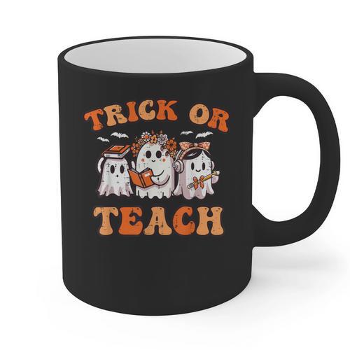 Halloween Teacher Ghosts Trick Or Teach Retro Costume Women Graphic Print Coffee Mug - teacherstshirts.com AU