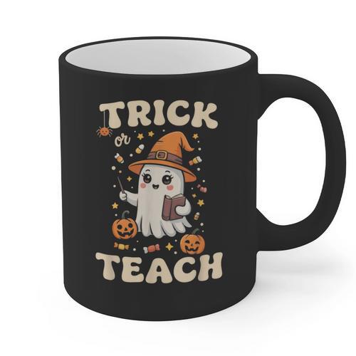 Halloween Teacher Shirts Women School Trick Or Teach Groovy Graphic Print Coffee Mug - teacherstshirts.com