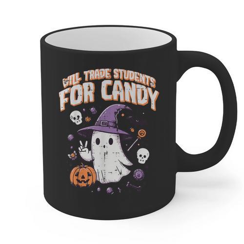 Halloween Teacher Trade Students For Candy Costume Women Graphic Print Coffee Mug - teacherstshirts.com UK