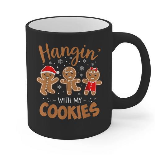 Hangin With My Cookies Gingerbread Women Christmas Teacher Graphic Print Coffee Mug - teacherstshirts.com UK