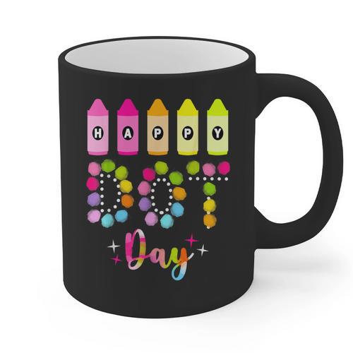 Happy Dot Day 2025 Teacher Kids Girls Colorful Polka Dot Day Graphic Print Coffee Mug - teacherstshirts.com