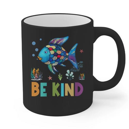 Happy First Day Of School Fish Rainbows Teacher Be Kind Graphic Print Coffee Mug - teacherstshirts.com AU