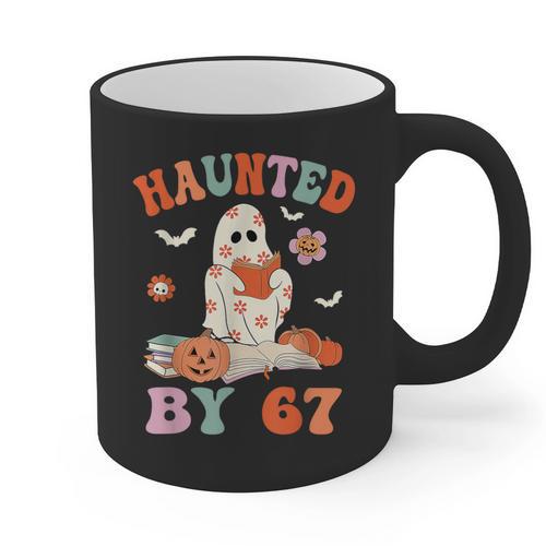 Haunted By 67 Boo Ghost Teacher 6 7 Halloween Costume Graphic Print Coffee Mug - teacherstshirts.com