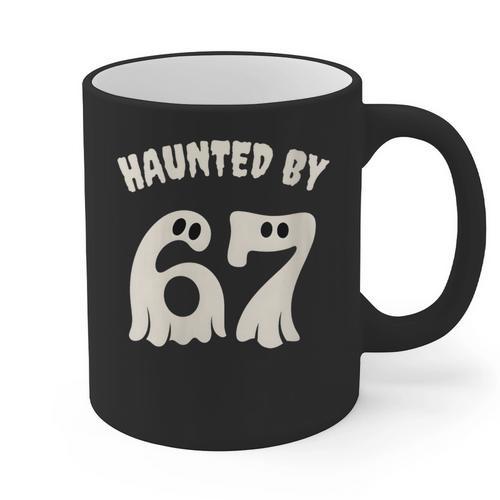 Haunted By 67 Teacher Halloween 6 7 Shirt Graphic Print Coffee Mug - teacherstshirts.com UK