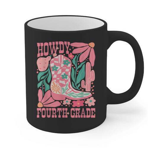 Howdy Fourth Grade Western 4th Grade Teacher Cowboy Cowgirl Graphic Print Coffee Mug - teacherstshirts.com AU