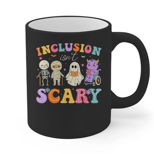 Inclusion Isn't Scary Ghost Halloween SLP Sped Teacher Graphic Print Coffee Mug - teacherstshirts.com UK