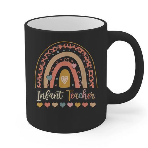 Infant Teacher Leopard Boho Rainbow Appreciation Graphic Print Coffee Mug - teacherstshirts.com