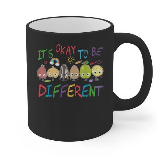 It's Ok To Be Different Apple Teacher Autism Awareness Graphic Print Coffee Mug - teacherstshirts.com