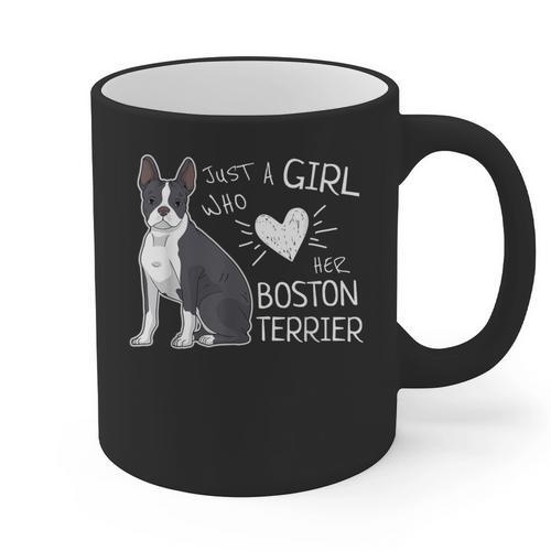 Just A Girl Who Loves Her Boston Terrier Puppy Love Graphic Print Coffee Mug - Bostonterriersmerch.com