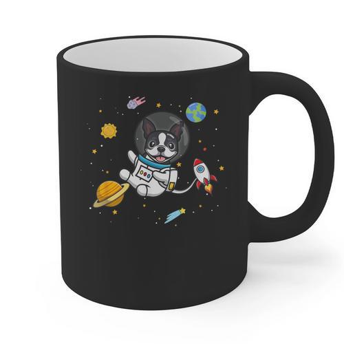 Kawaii Kids & Boys Astronaut Space Boston Terrier Dog Lover Graphic Print Coffee Mug - Bostonterriersmerch.com