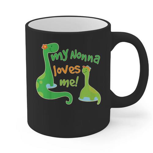 Kids My Nonna Loves Me Dinosaur Grandson Graphic Print Coffee Mug - Bostonterriersmerch.com