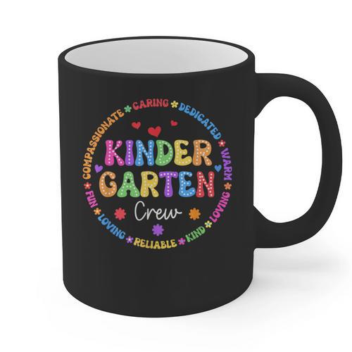 Kindergarten Crew Funy Back To School Teachers Kids Students Graphic Print Coffee Mug - teacherstshirts.com UK