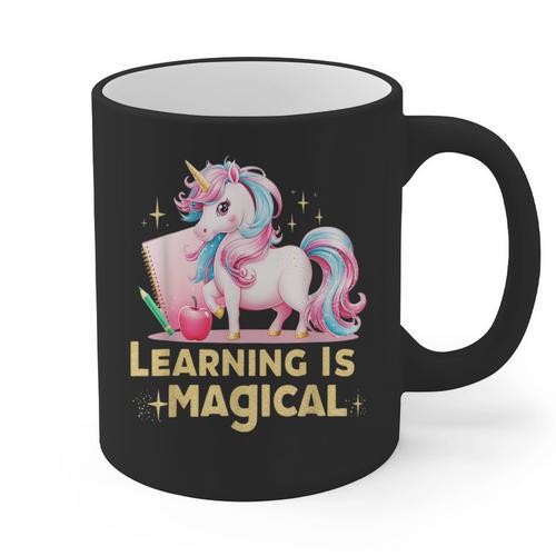 LEARNING IS MAGICAL TEACHER UNICORN BACK TO SCHOOL UNICORN Graphic Print Coffee Mug - teacherstshirts.com UK