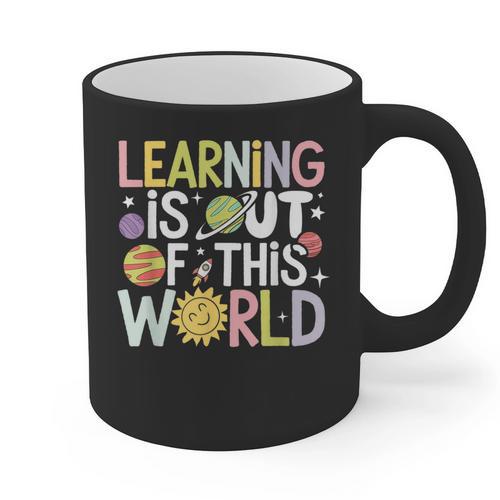 Learning Is Out Of This World Space Teacher Cute Groovy Graphic Print Coffee Mug - teacherstshirts.com