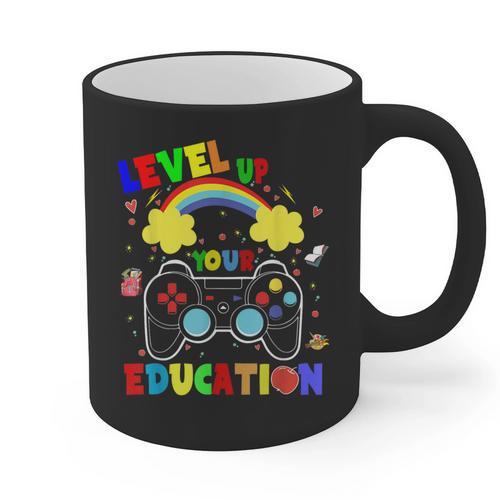 Level Up Your Education Gaming Inspired Teacher Gamers For Men Women Kids Graphic Print Coffee Mug - teacherstshirts.com