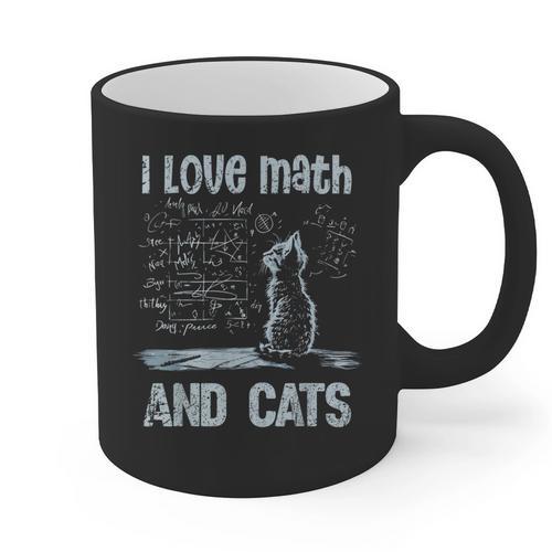 I Love Math And Cats Cat Lover Science Teacher Student Graphic Print Coffee Mug - teacherstshirts.com AU