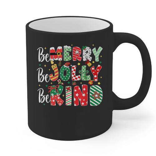 Be Merry Be Jolly Be Kind Merry Christmas Teacher Xmas PJs Graphic Print Coffee Mug - teacherstshirts.com
