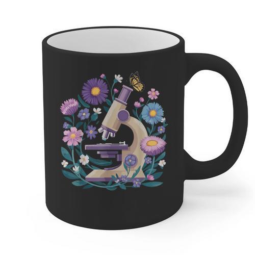 Microscope Flower Butterfly Biology Science Teacher Student Graphic Print Coffee Mug - teacherstshirts.com DE