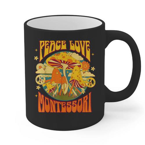 Montessori School Montessori Teacher Peace Love Montessori For Men Women Graphic Print Coffee Mug - teacherstshirts.com DE