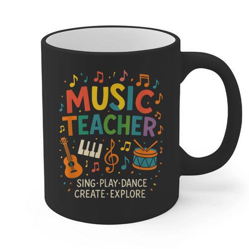 Music Teacher Music Sing Play Dance Choir Piano Graphic Print Coffee Mug - teacherstshirts.com UK