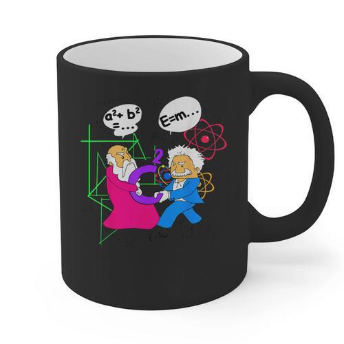 Nerdy Pythagoras Fighting Over C Squared Math Teacher Graphic Print Coffee Mug - teacherstshirts.com