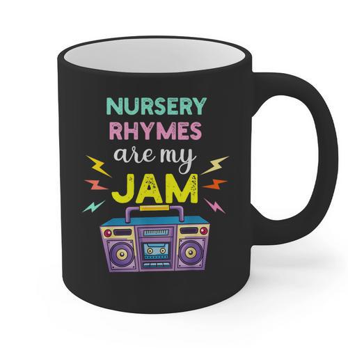 Nursery Rhymes Are My Jam 80s Retro Teachers & Students Kids Graphic Print Coffee Mug - teacherstshirts.com UK