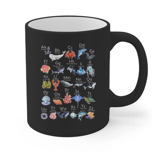 Ocean Animals Alphabet Cute Sea Life ABC Marine Kids Teacher Graphic Print Coffee Mug - teacherstshirts.com AU