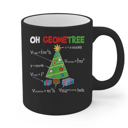 Oh Geometree Christmas Tree Geometry Math Teacher Graphic Print Coffee Mug - teacherstshirts.com