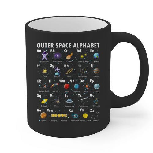 Outer Space Alphabet Kindergarten Teachers 1st Day Of School Graphic Print Coffee Mug - teacherstshirts.com