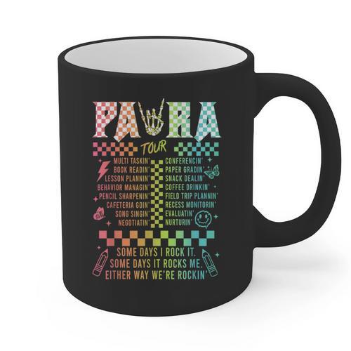 Para Tour Paraprofessional Squad Rock Teacher Back To School Graphic Print Coffee Mug - teacherstshirts.com AU