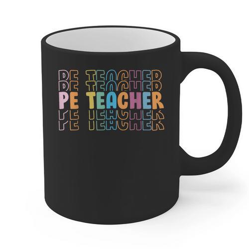PE Teacher Vintage Retro Groovy Physical Education Teacher Graphic Print Coffee Mug - teacherstshirts.com UK