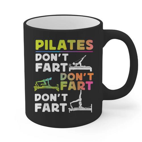 Pilates Instructor Teacher Watercolor Pilates Don't Fart Men Women Kids Graphic Print Coffee Mug - teacherstshirts.com UK