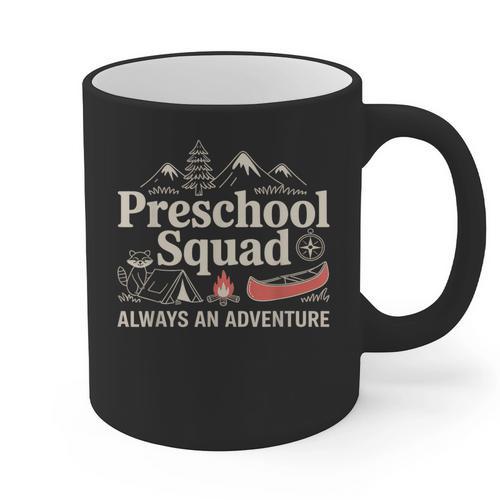 Pre-K Squad Adventure Camping Preschool Teacher Boy Girl Kid Graphic Print Coffee Mug - teacherstshirts.com