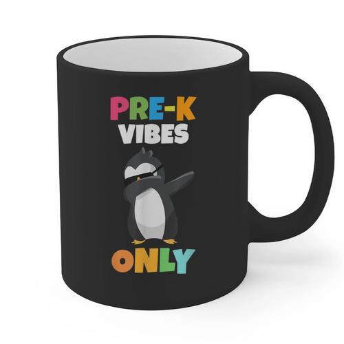 Pre-K Vibes Only Penguin Teachers Kids Back To School Graphic Print Coffee Mug - teacherstshirts.com