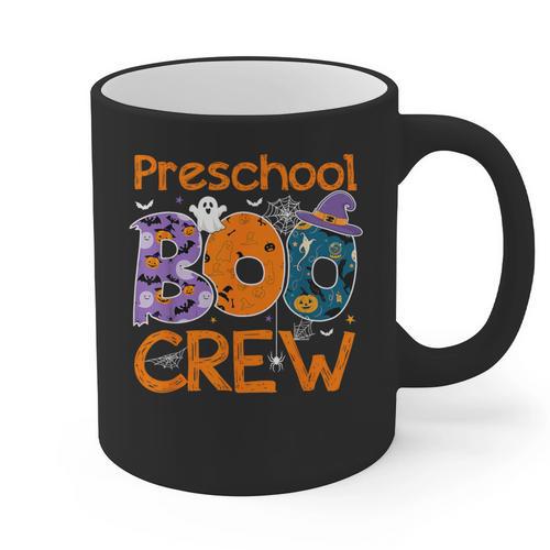 Preschool Boo Crew Preschool Halloween Teacher Kids Graphic Print Coffee Mug - teacherstshirts.com DE