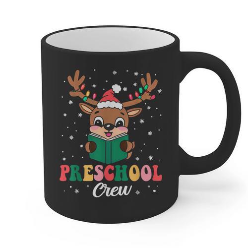 Preschool Crew Xmas Reindeer Teacher Student Christmas Graphic Print Coffee Mug - teacherstshirts.com