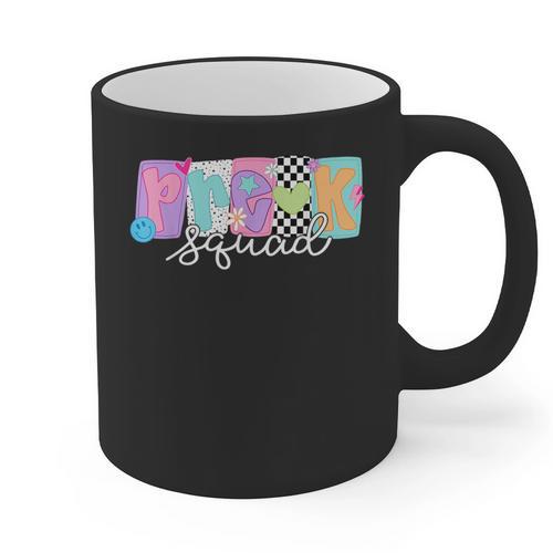 Preschool Squad Team Pre-K Crew Back To School Teacher Graphic Print Coffee Mug - teacherstshirts.com