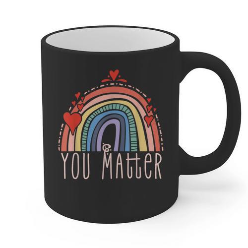 Pretty YOU MATTER Rainbow Positive Message Teachers Kids Graphic Print Coffee Mug - teacherstshirts.com AU