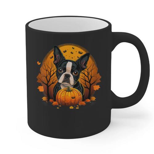 Pumpkin Boston Terrier Costume On Boston Terrier Halloween Graphic Print Coffee Mug - Bostonterriersmerch.com AU