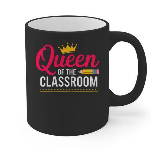 Queen Of The Classroom Teacher Graphic Print Coffee Mug - teacherstshirts.com CA