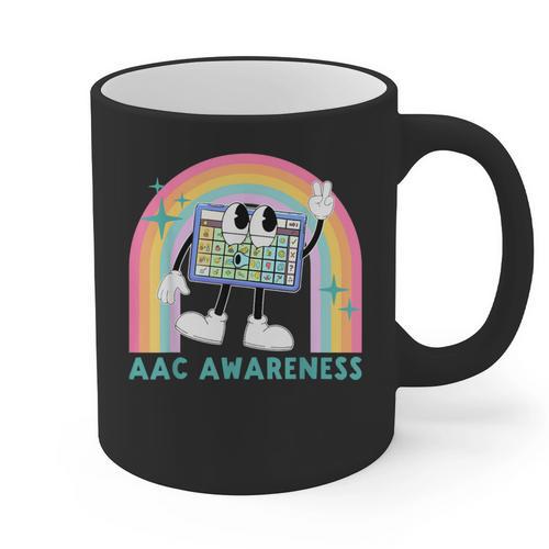 Rainbow AAC Awareness Month SPED Teacher SLP Communication Graphic Print Coffee Mug - teacherstshirts.com